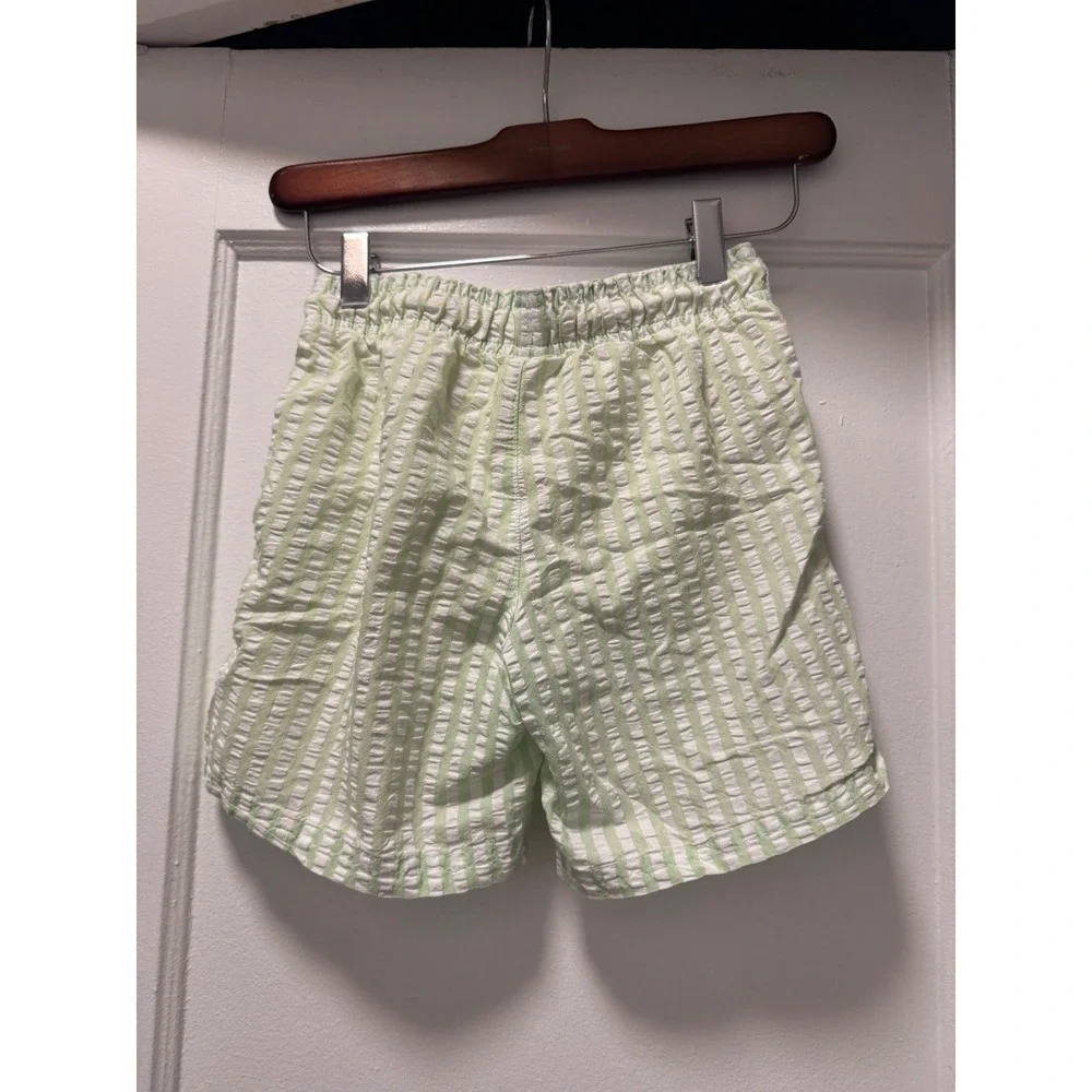 Cat &‎ Jack Boys Green White Seersucker Swim Trunks Shorts Size M 8 Drawstring